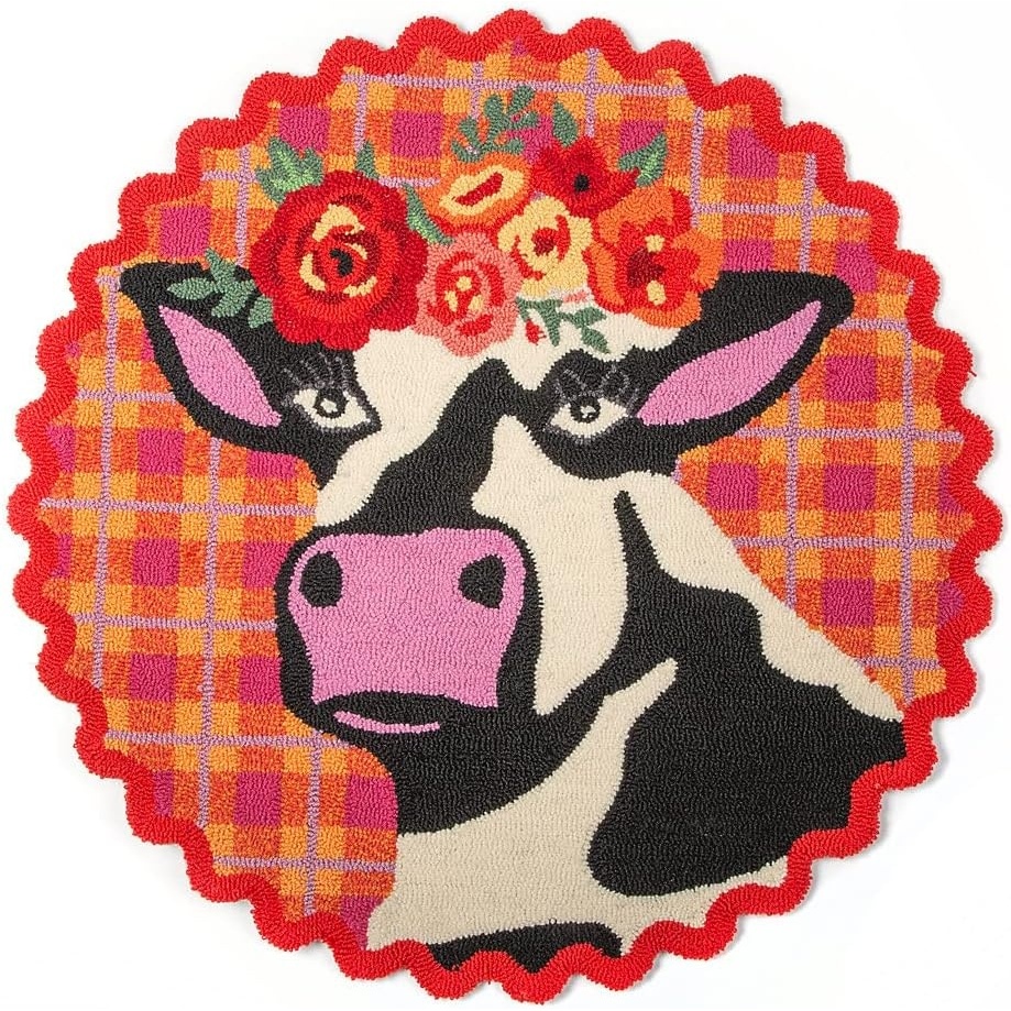 image:imageMACKENZIECHILDS Round Rug Soft Circle Rug for Cute Room DecorFrida Cowlo 3 Round