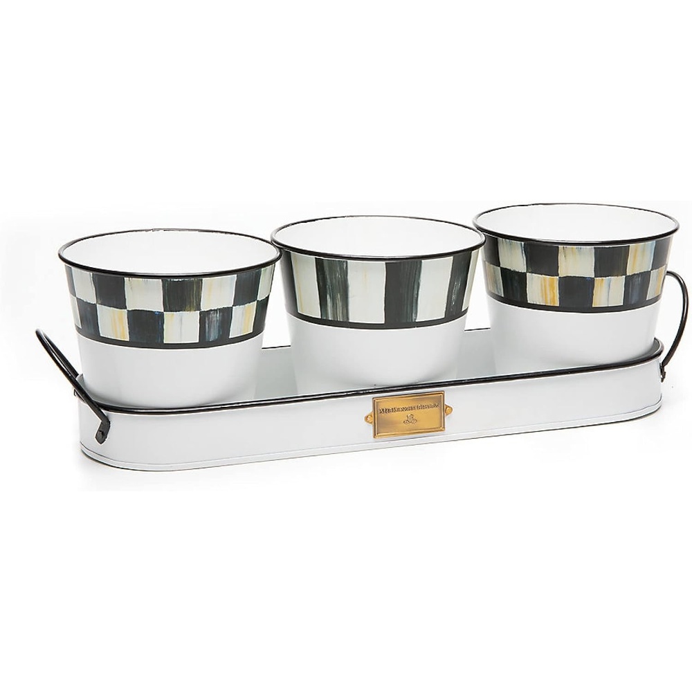 image:imageMACKENZIECHILDS Spectator Galvanized Herb Pots with Tray Herb Planters Set of 3