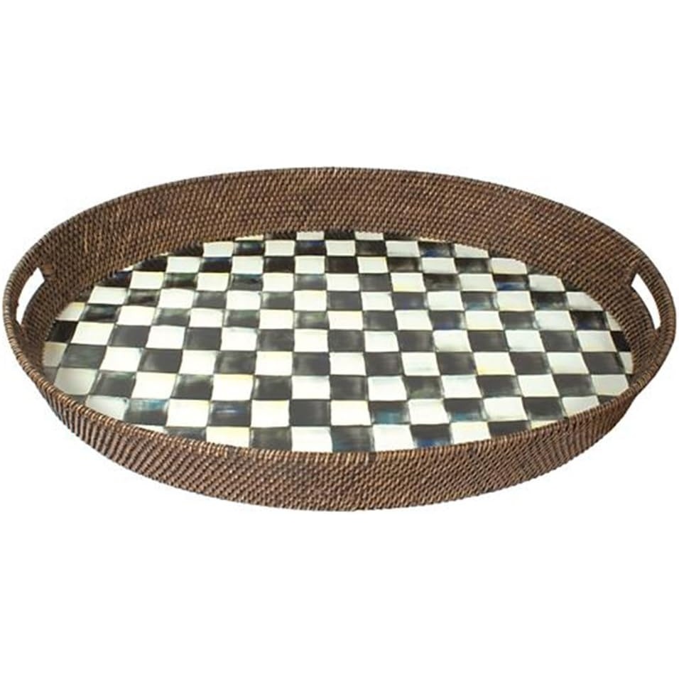image:imageMacKenzieChilds Courtly Check Rattan amp Enamel Party Tray